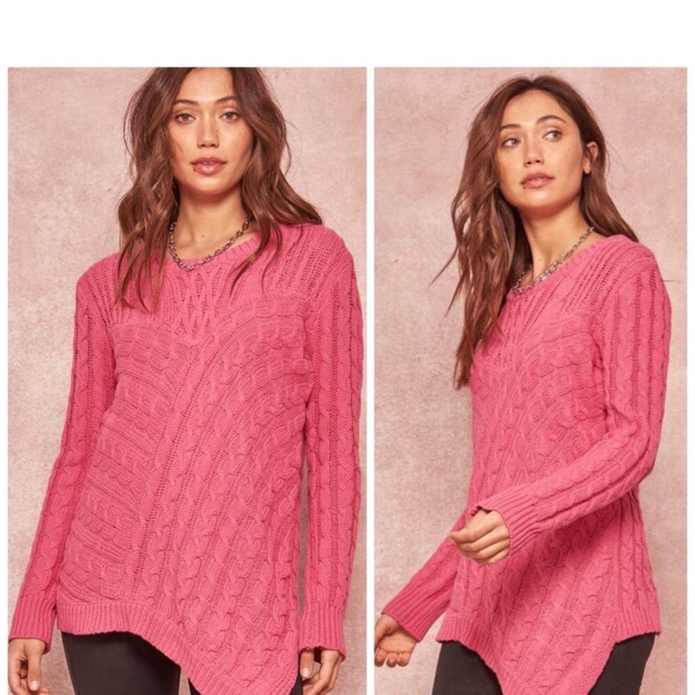KFab Designs Pink Cable Knit Sweater